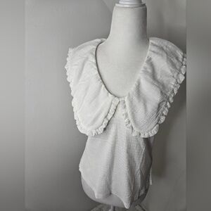 NWT Maeve White Ruffled Collar Top XL